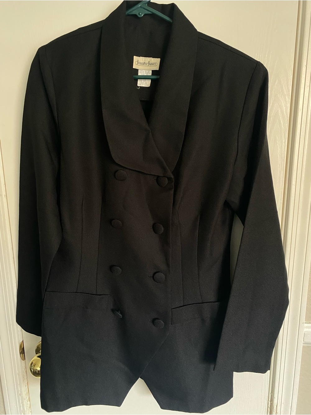 Vintage Jennifer James Black Crepe Blazer Jacket Size 12 Made in USA - Picture 5 of 6